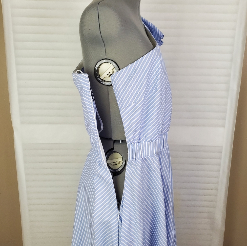 NWT Calvin Klein one shoulder stripe midi dress 14 - Picture 8 of 11